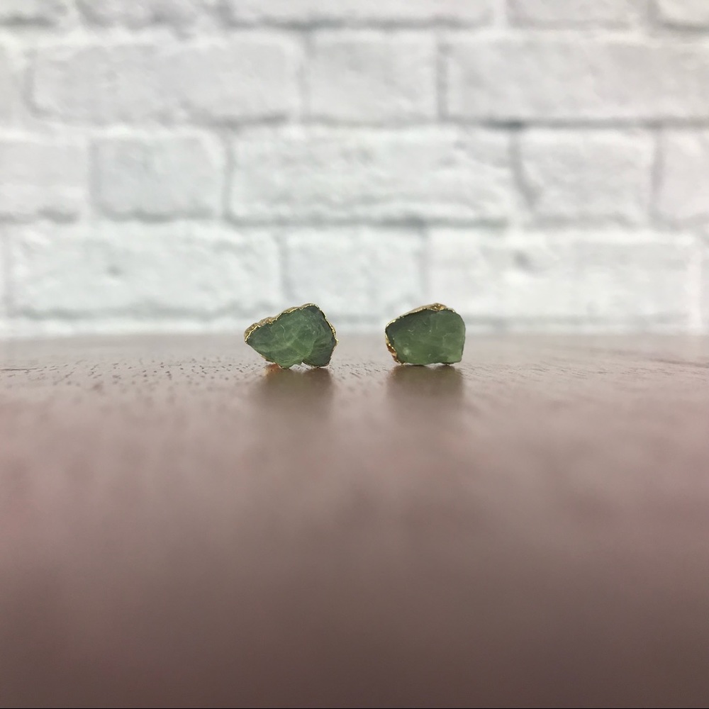Natural Apatite Stone Raw Cut Freeform Earrings - Picture 2 of 6